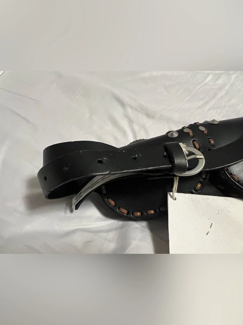 Free People Lucky Stars Leather Pocket Belt in Black Size S/M NWT  Festival